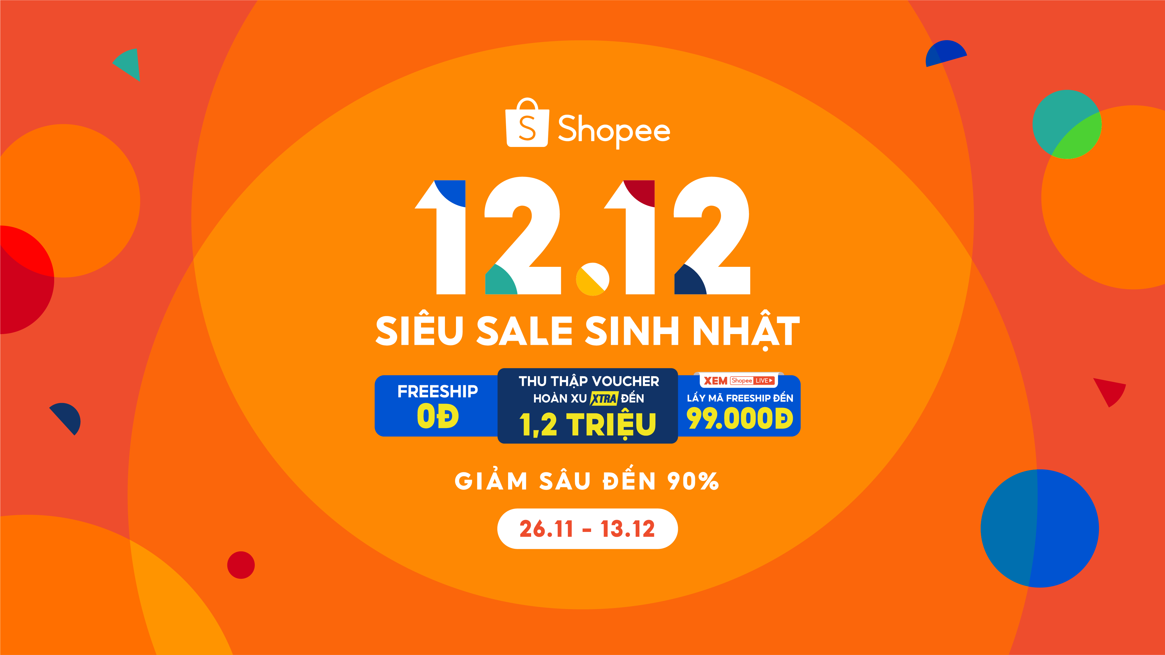 Shopee 12.12 Siêu Sale Sinh Nhật tôn vinh doanh nghiệp Việt và tri ân người dùng với ưu đãi lên đến 90%
